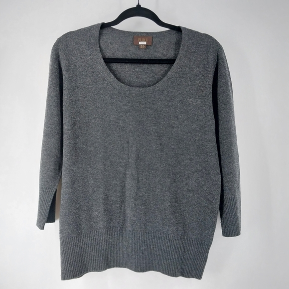Pure Collection Gray Scoop Neck Sweater Wool & Cashmere Size 8/10 - Picture 1 of 8